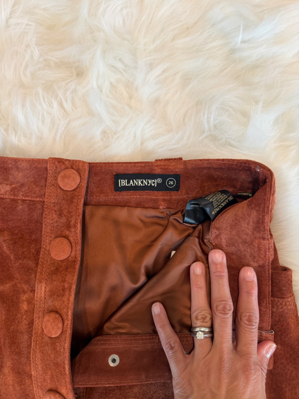 Blank NYC Rust Suede Button-Front Mini Skirt - Picture 4 of 6